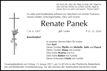 Anzeige von Renate Panek von MGO