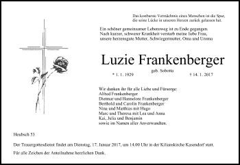 Anzeige von Luzie Frankenberger von MGO