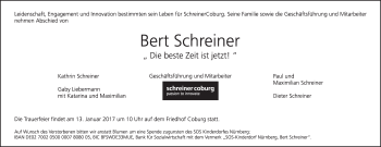 Anzeige von Bert Schreiner von MGO