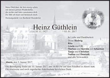 Anzeige von Heinz Güthlein von MGO