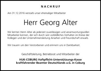 Anzeige von Georg Alter von MGO