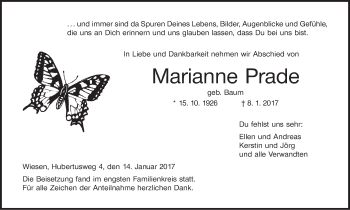 Anzeige von Marianne Prade von MGO
