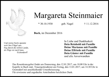 Anzeige von Margareta Steinmaier von MGO