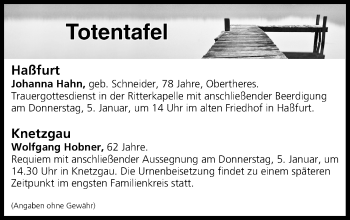 Anzeige von Totentafel vom 04.01.2017 von MGO