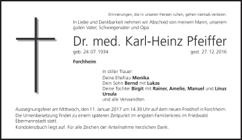 Anzeige von Karl-Heinz Pfeiffer von MGO