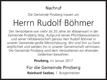 Anzeige von Rudolf Böhmer von MGO