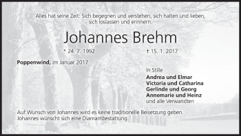 Anzeige von Johannes Brehm von MGO