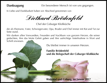 Anzeige von Diethard Brödenfeld von MGO