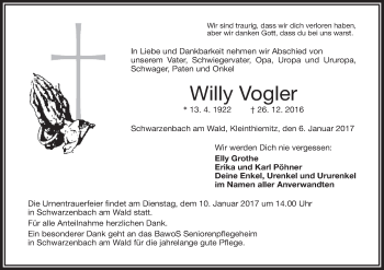 Anzeige von Willy Vogler von MGO