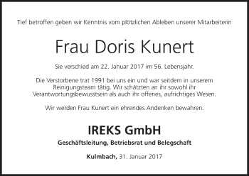 Anzeige von Doris Kunert von MGO