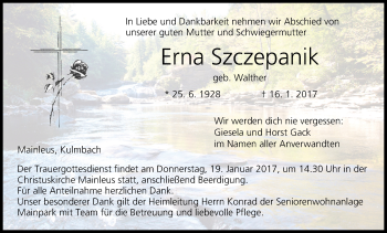 Anzeige von Erna Szczepanik von MGO
