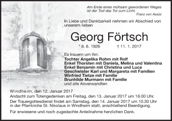 Anzeige von Georg Förtsch von MGO
