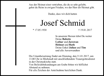 Anzeige von Josef Schmid von MGO
