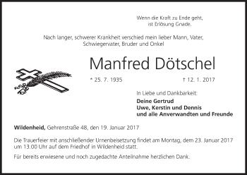 Anzeige von Manfred Dötschel von MGO