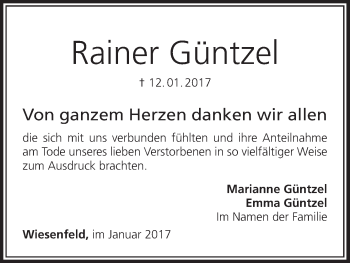 Anzeige von Rainer Güntzel von MGO