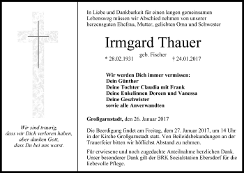 Anzeige von Irmgard Thauer von MGO