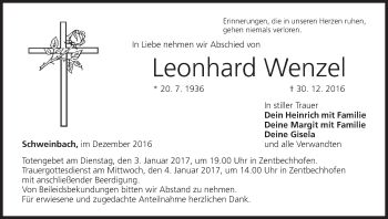 Anzeige von Leonhard Wenzel von MGO