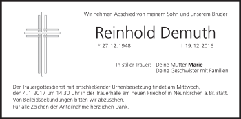 Anzeige von Reinhold Demuth von MGO