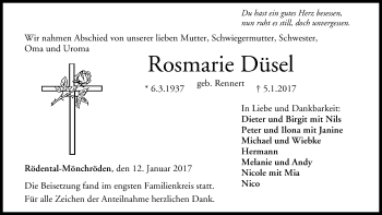 Anzeige von Rosmarie Düsel von MGO