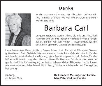 Anzeige von Barbara Carl von MGO