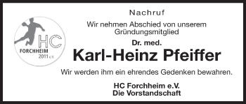 Anzeige von Karl-Heinz Pfeiffer von MGO