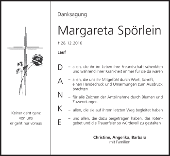 Anzeige von Margareta Spörlein von MGO