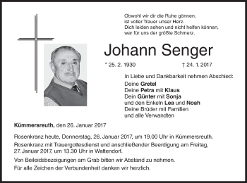Anzeige von Johann Senger von MGO