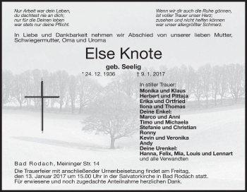 Anzeige von Else Knote von MGO