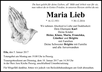 Anzeige von Maria Lieb von MGO