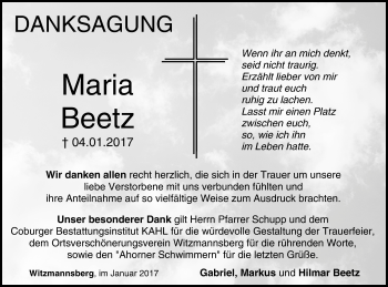 Anzeige von Maria Beetz von MGO