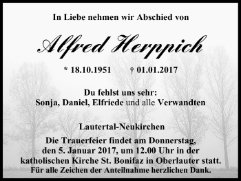 Anzeige von Alfred Herppich von MGO