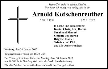 Anzeige von Arnold Kotschenreuther von MGO