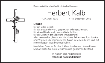 Anzeige von Herbert Kalb von MGO