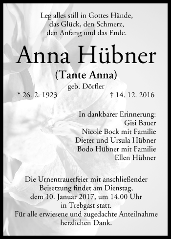 Anzeige von Anna Hübner von MGO