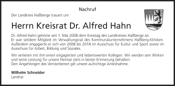 Anzeige von Alfred Hahn von MGO