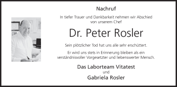 Anzeige von Peter Rosler von MGO
