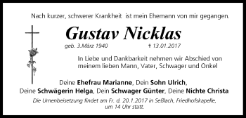 Anzeige von Gustav Nicklas von MGO