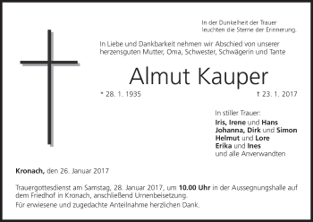Anzeige von Almut Kauper von MGO