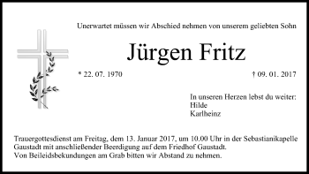 Anzeige von Jürgen Fritz von MGO