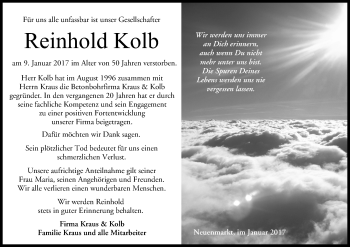 Anzeige von Reinhold Kolb von MGO