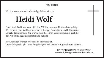 Anzeige von Heidi Wolf von MGO
