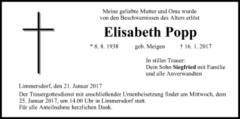 Anzeige von Elisabeth Popp von MGO