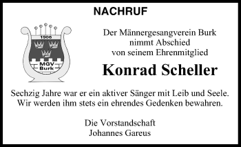 Anzeige von Konrad Scheller von MGO