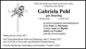 Anzeige von Gabriela Pohl von MGO