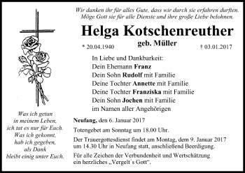Anzeige von Helga Kotschenreuther von MGO