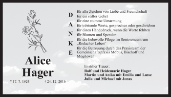 Anzeige von Alice Hager von MGO