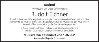 Anzeige von Rudolf Eichner von MGO