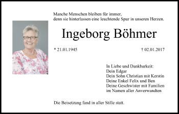 Anzeige von Ingeborg Böhmer von MGO