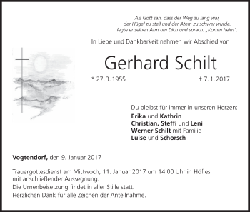 Anzeige von Gerhard Schilt von MGO