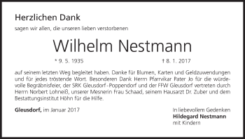 Anzeige von Wilhelm Nestmann von MGO